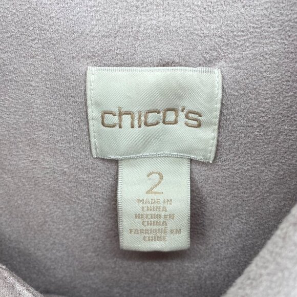 Chicos Top Womens 2 US Large Pink Shimmer Sueded Button Up Collar Long Sleeves - Picture 5 of 10